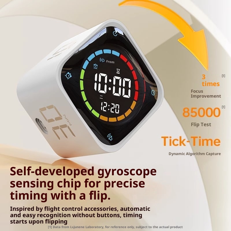 Digital Gravity Flip Cube Timer with LED Display and Charging Dock With Seconds