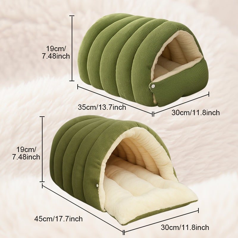 Dog Bed with Self Warming Cat Cave Design Plush Fleece Hooded Pet Window
