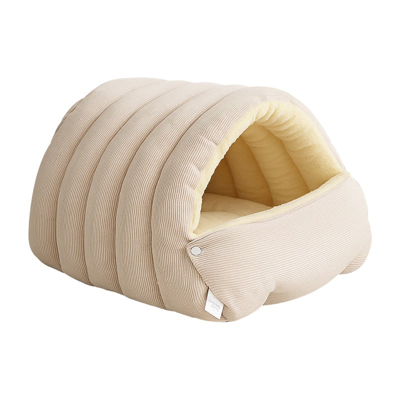Dog Bed with Self Warming Cat Cave Design Plush Fleece Hooded Pet Window