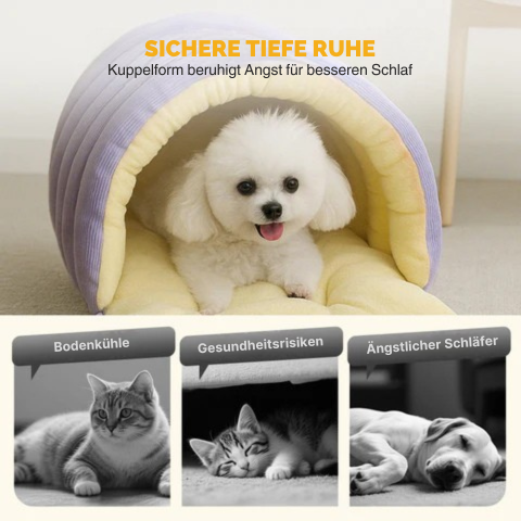 Dog Bed with Self Warming Cat Cave Design Plush Fleece Hooded Pet Window