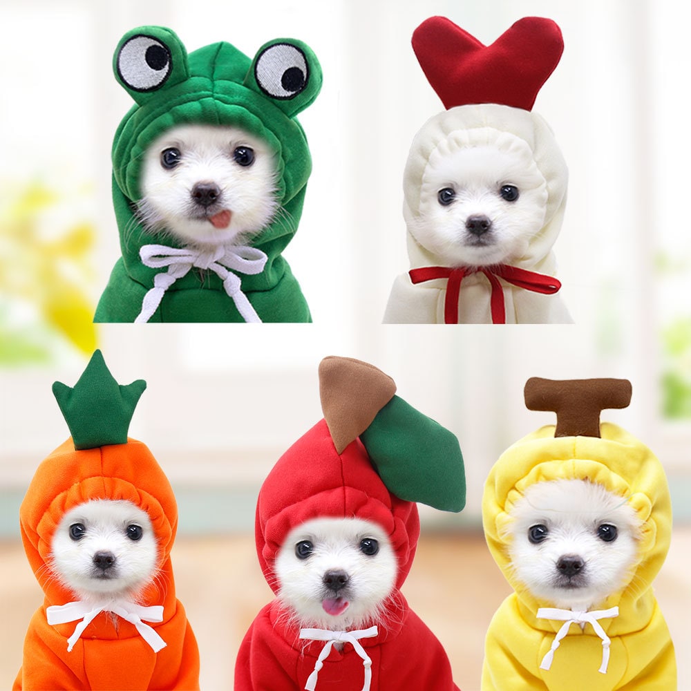 Dog Clothes Hoodie with Fleece and Novelty Hood Designs for Small Sweaters