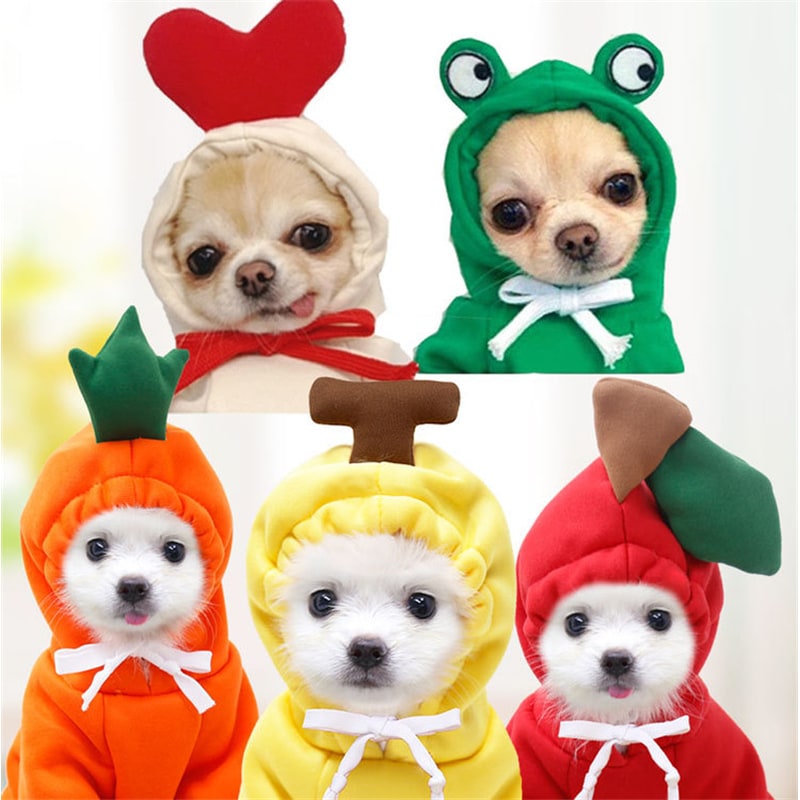Dog Clothes Hoodie with Fleece and Novelty Hood Designs for Small Sweaters