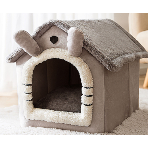 Dog House Bed and Cave with Removable Cushion Enclosed Indoor with Plush Sherpa Fleece Human