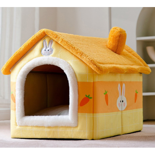 Dog House Bed and Cave with Removable Cushion Enclosed Indoor with Plush Sherpa Fleece Human