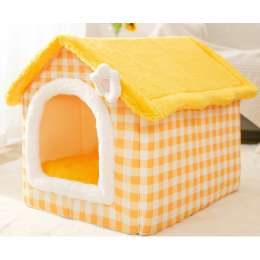 Dog House Bed and Cave with Removable Cushion Enclosed Indoor with Plush Sherpa Fleece Human