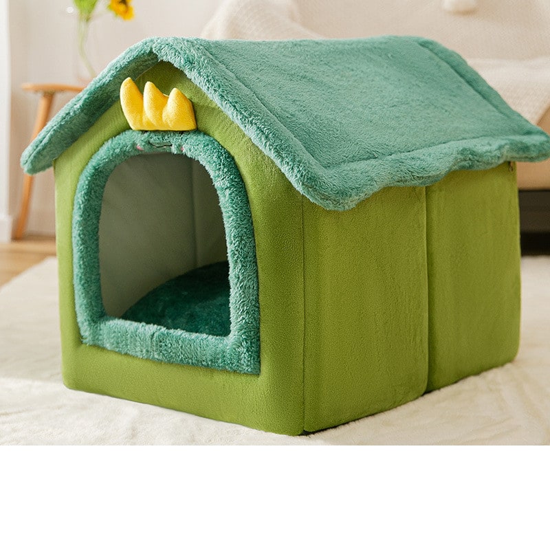 Dog House Bed and Cave with Removable Cushion Enclosed Indoor with Plush Sherpa Fleece Human
