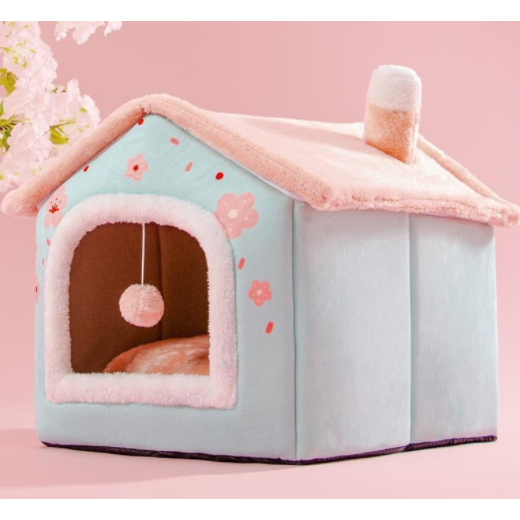 Dog House Bed and Cave with Removable Cushion Enclosed Indoor with Plush Sherpa Fleece Human
