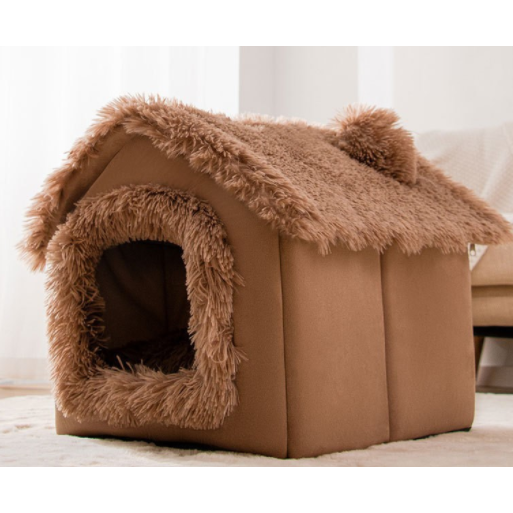 Dog House Bed and Cave with Removable Cushion Enclosed Indoor with Plush Sherpa Fleece Human