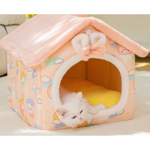 Dog House Bed and Cave with Removable Cushion Enclosed Indoor with Plush Sherpa Fleece Human