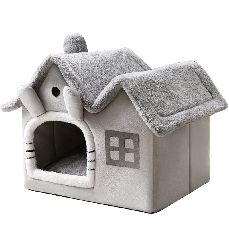 Dog House Bed and Cave with Removable Cushion Enclosed Indoor with Plush Sherpa Fleece Human