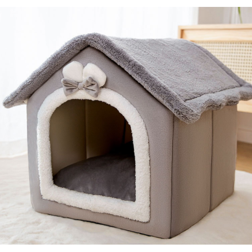 Dog House Bed and Cave with Removable Cushion Enclosed Indoor with Plush Sherpa Fleece Human