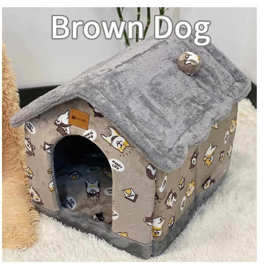 Dog House Bed and Cave with Removable Cushion Enclosed Indoor with Plush Sherpa Fleece Human