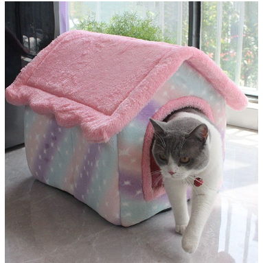 Dog House Bed and Cave with Removable Cushion Enclosed Indoor with Plush Sherpa Fleece Human