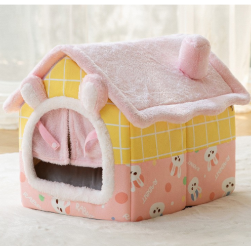 Dog House Bed and Cave with Removable Cushion Enclosed Indoor with Plush Sherpa Fleece Human