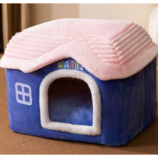 Dog House Bed and Cave with Removable Cushion Enclosed Indoor with Plush Sherpa Fleece Human