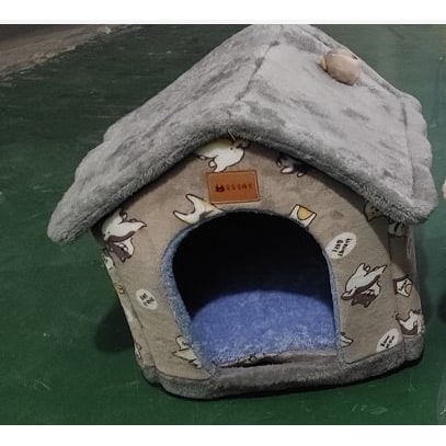 Dog House Bed and Cave with Removable Cushion Enclosed Indoor with Plush Sherpa Fleece Human