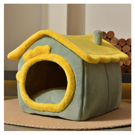 Dog House Bed and Cave with Removable Cushion Enclosed Indoor with Plush Sherpa Fleece Human