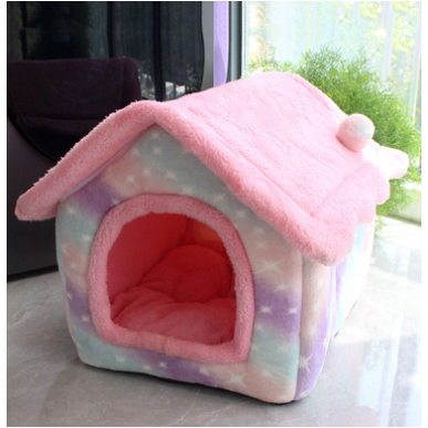 Dog House Bed and Cave with Removable Cushion Enclosed Indoor with Plush Sherpa Fleece Human