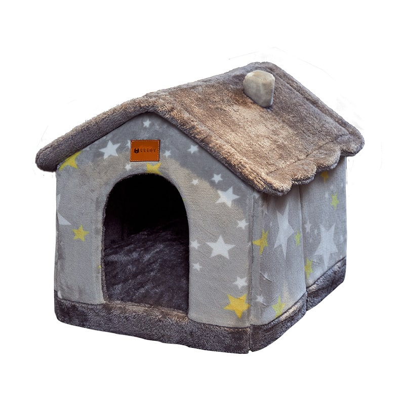 Dog House Bed and Cave with Removable Cushion Enclosed Indoor with Plush Sherpa Fleece Human