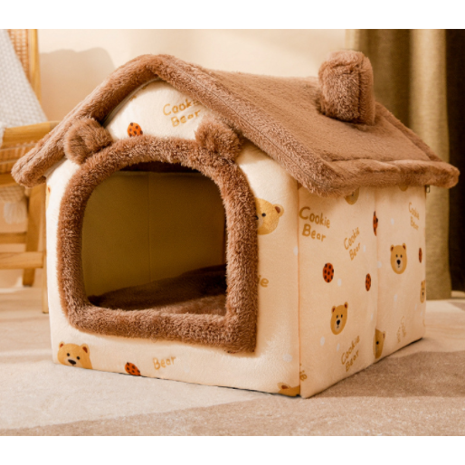 Dog House Bed and Cave with Removable Cushion Enclosed Indoor with Plush Sherpa Fleece Human