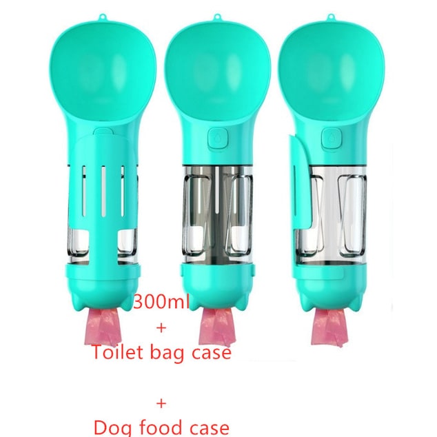 Dog Water Bottle Dispenser with Portable Bowl and Waste Bag Storage for Outdoor Travel