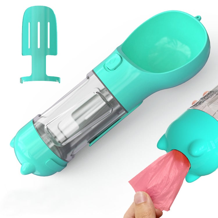 Dog Water Bottle Dispenser with Portable Bowl and Waste Bag Storage for Outdoor Travel