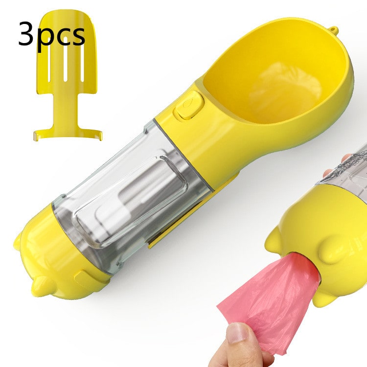 Dog Water Bottle Dispenser with Portable Bowl and Waste Bag Storage for Outdoor Travel