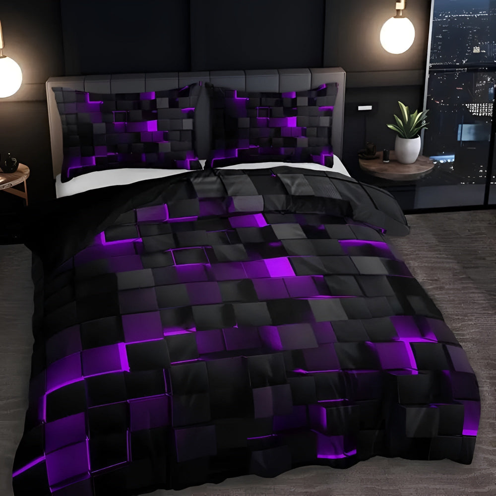 Stylish Neon Pattern Quilt Cover Set for All Seasons