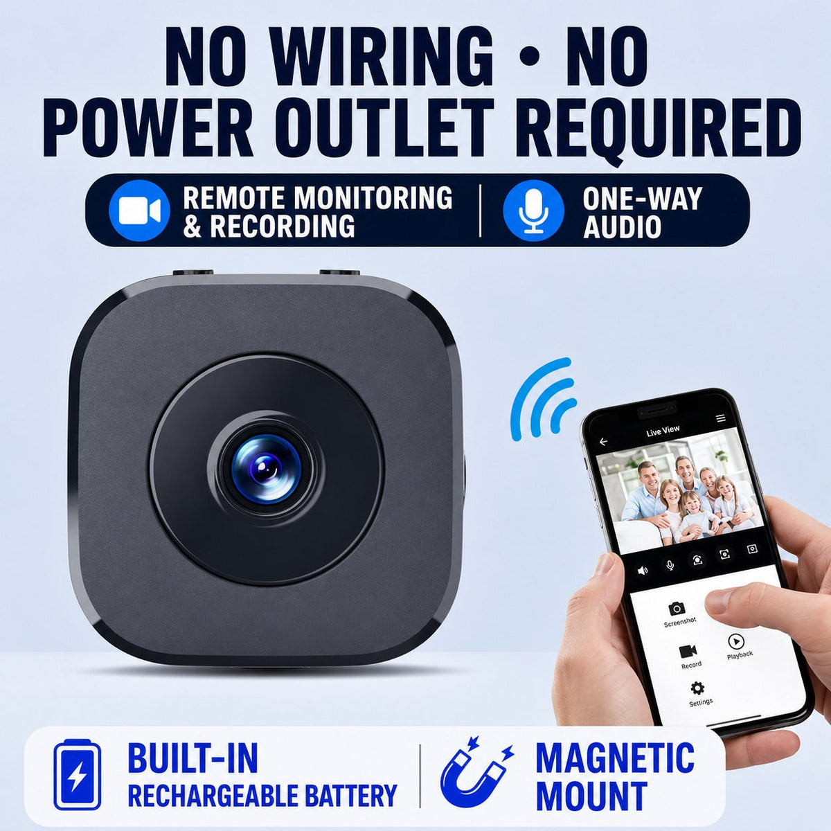 Rechargeable WiFi Mini Camera for Indoor Monitoring