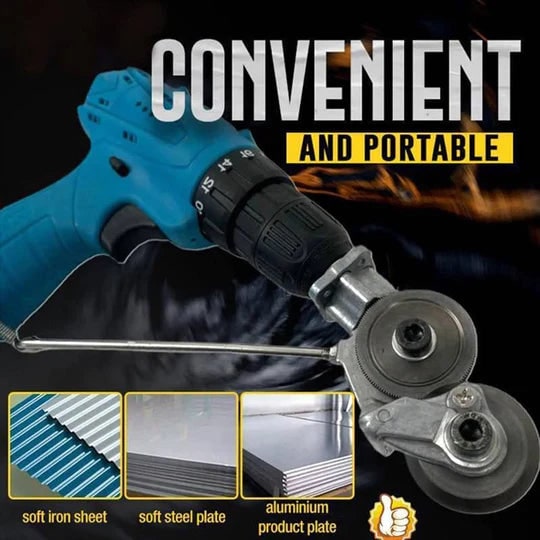 Drill Metal Cutter Attachment with Dual Cutting Wheels for Sheet Tool Blade