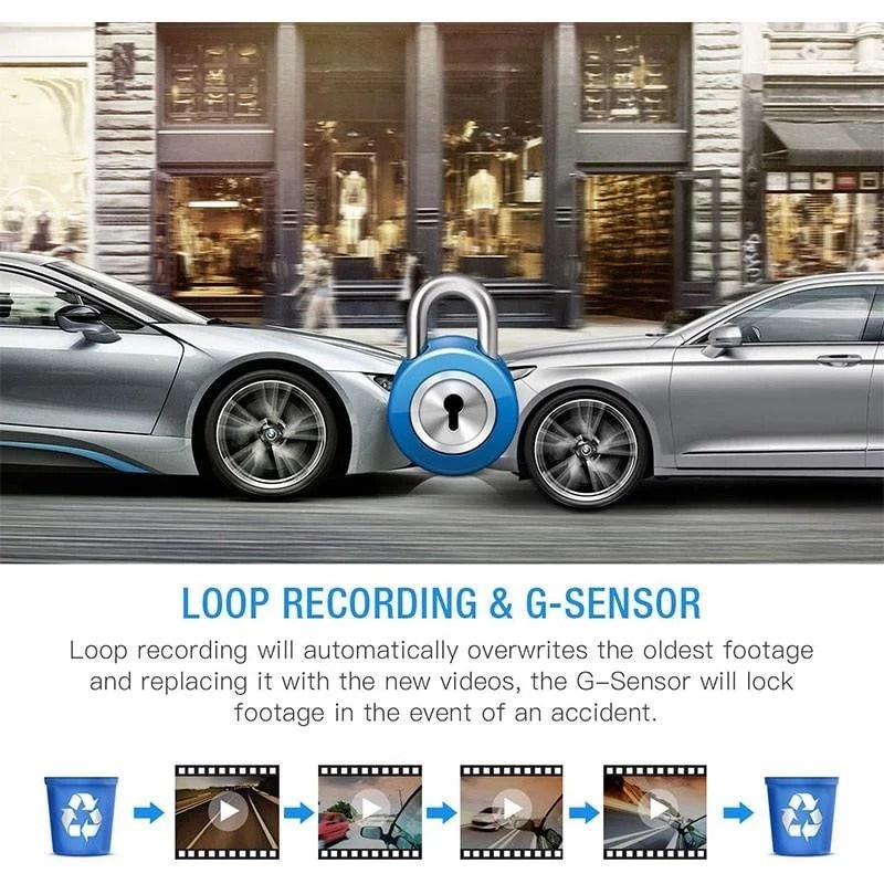 Dual Dash Cam Car Dashboard Camera 1080p Front and Rear with Lcd Screen Wireless