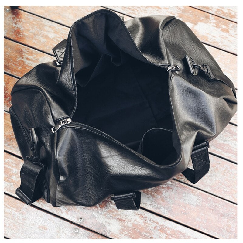 Duffle Bag for Gym and Workout with Faux Leather Shoulder Strap and Zippered Pockets