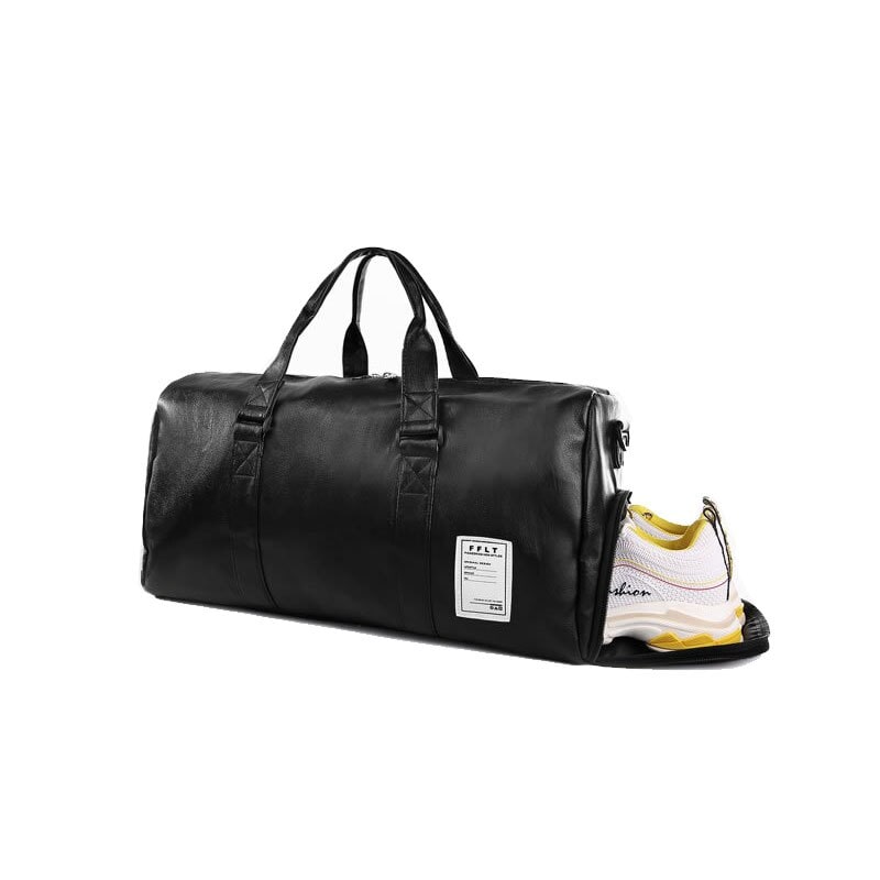 Duffle Bag for Gym and Workout with Faux Leather Shoulder Strap and Zippered Pockets