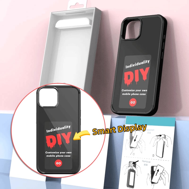 E-Ink Phone Case with Strap and Wallet Slot for Iphone 14 Pro Max Battery-Free Smart Display Cover