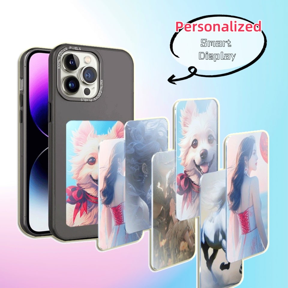E-Ink Phone Case with Strap and Wallet Slot for Iphone 14 Pro Max Battery-Free Smart Display Cover