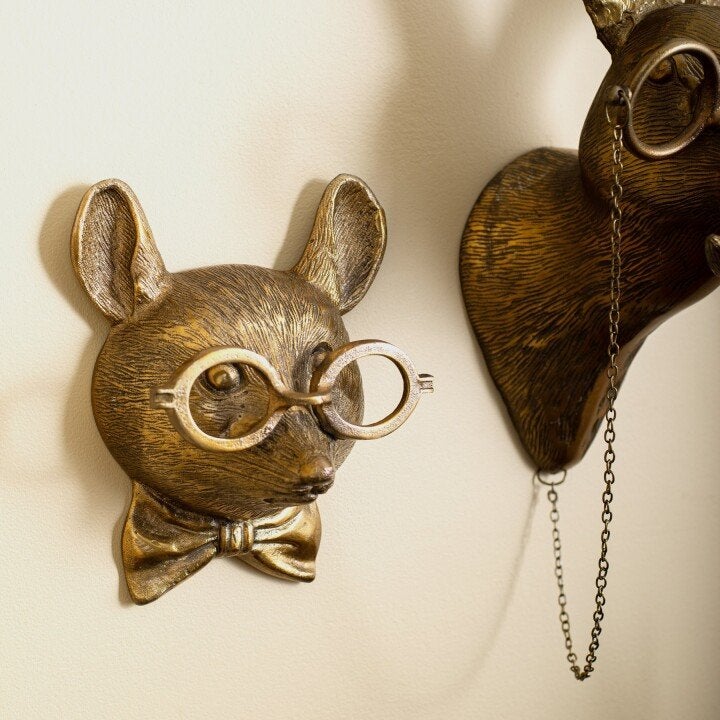 Decorative Deer Head Sculpture Rustic Textured Antler Wall Piece