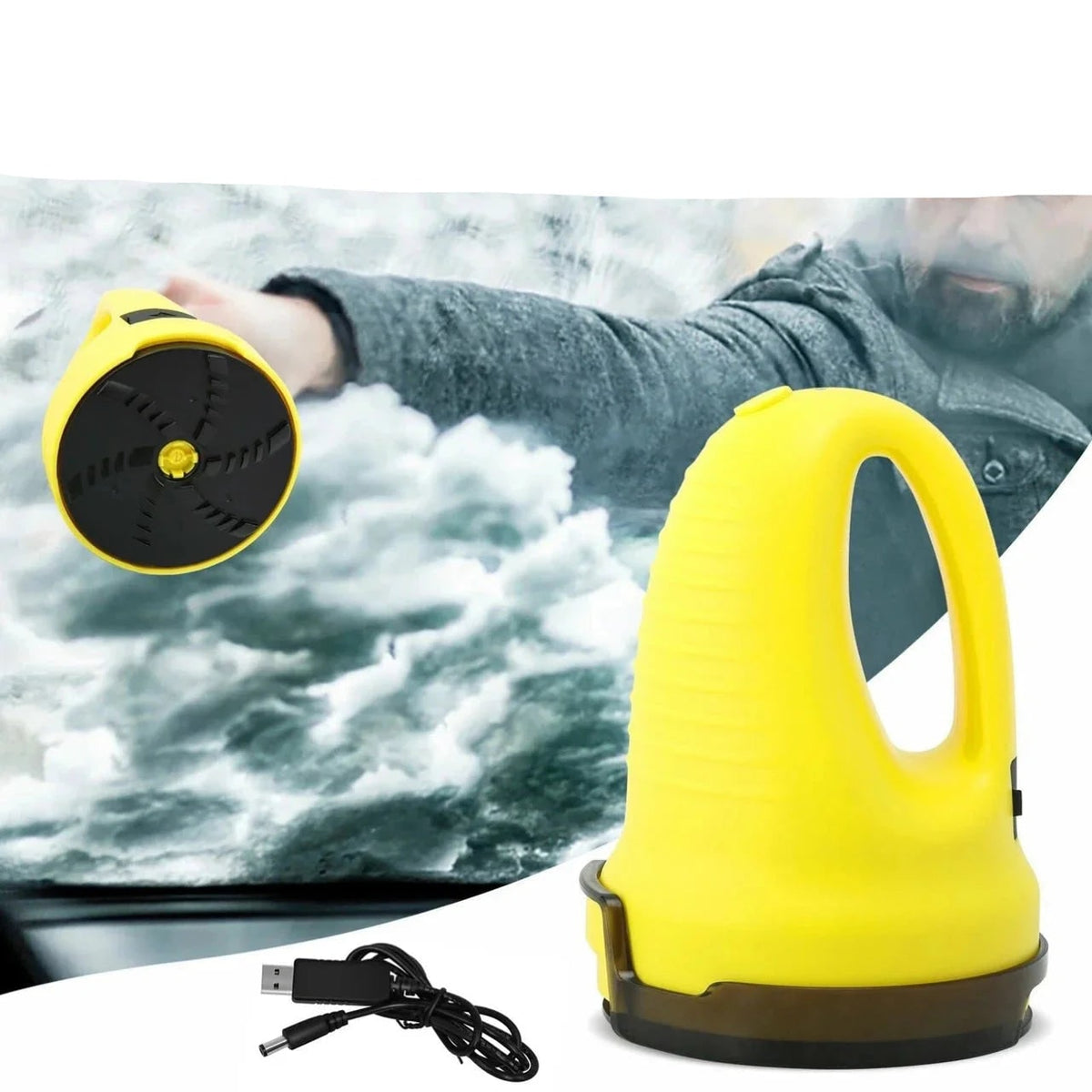 Electric Car Ice Scraper with Rotating Disc Handheld Windshield Auto Heated USB Rechargeable