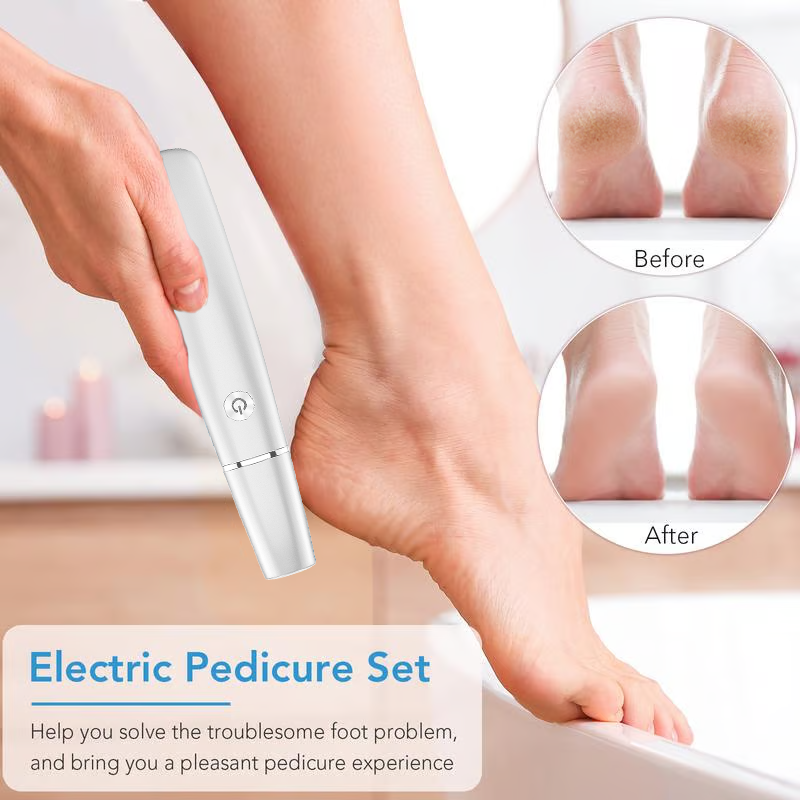 Electric Foot File and Callus Remover with Rechargeable Battery and Rotating Exfoliating Roller