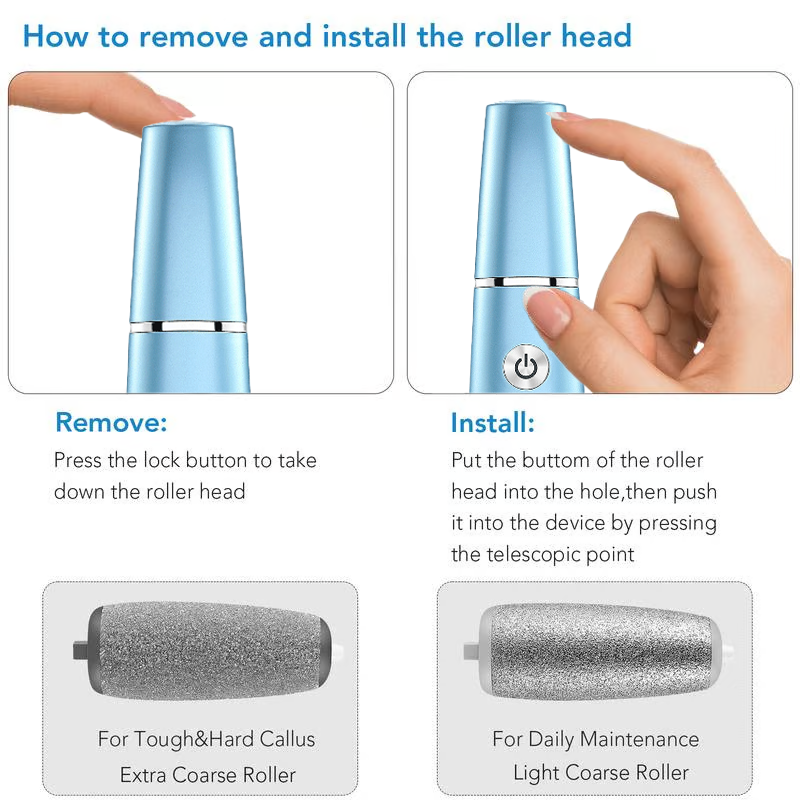 Electric Foot File and Callus Remover with Rechargeable Battery and Rotating Exfoliating Roller