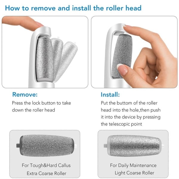 Electric Foot File and Callus Remover with Rechargeable Battery and Rotating Exfoliating Roller