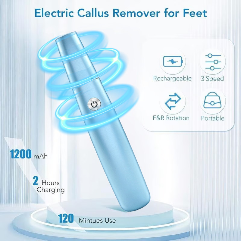 Electric Foot File and Callus Remover with Rechargeable Battery and Rotating Exfoliating Roller