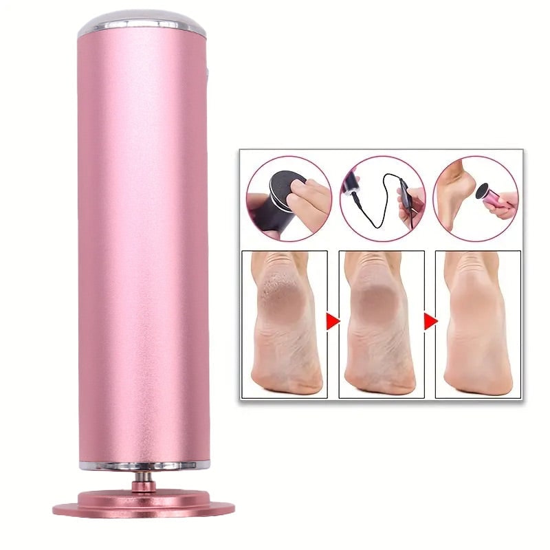 Electric Foot File and Callus Remover with Rechargeable Battery and Rotating Exfoliating Roller