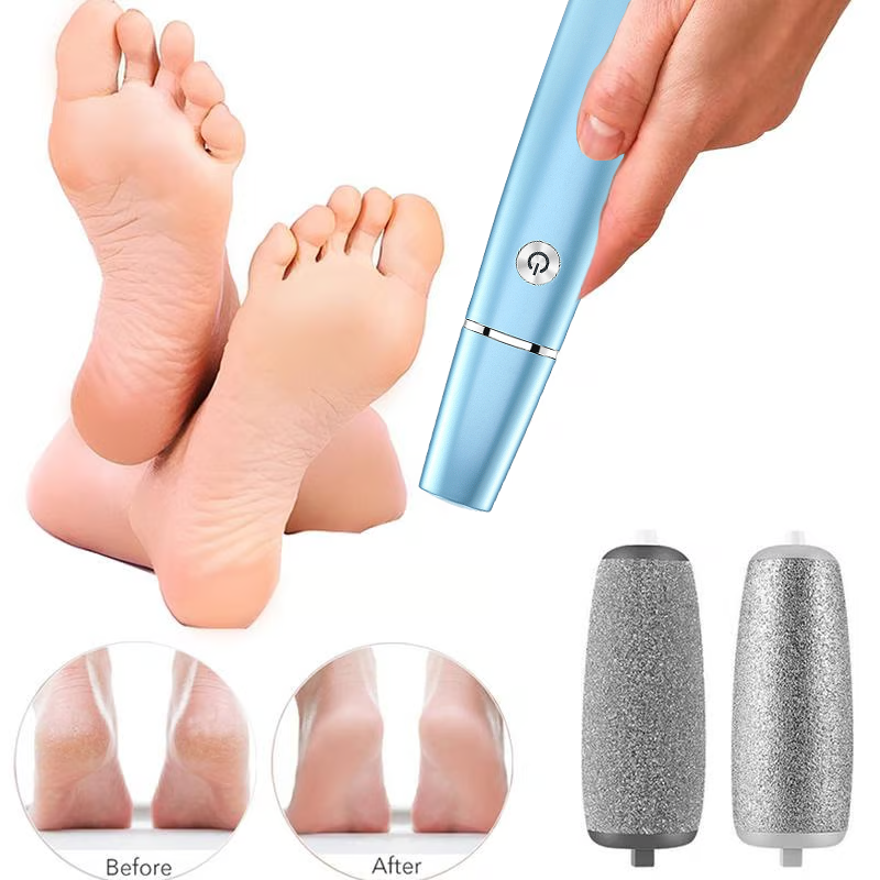 Electric Foot File and Callus Remover with Rechargeable Battery and Rotating Exfoliating Roller