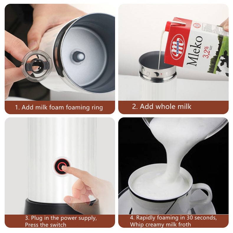 Electric Frothy Milk Frother and Heater with Automatic Magnetic Whisk 250ml Capacity