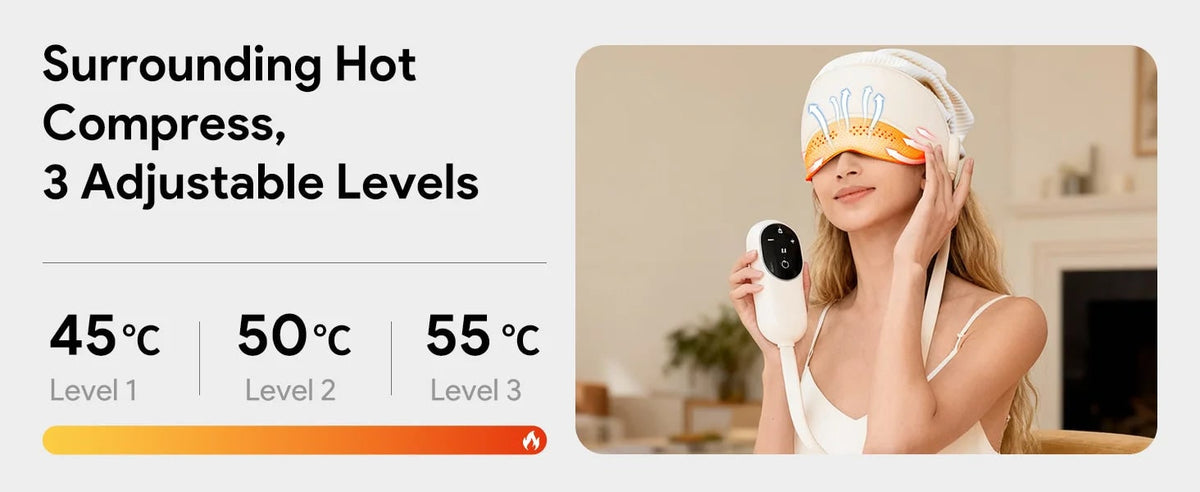 Electric Head and Scalp Massager Air Compression Eye Visor and Heat Spa