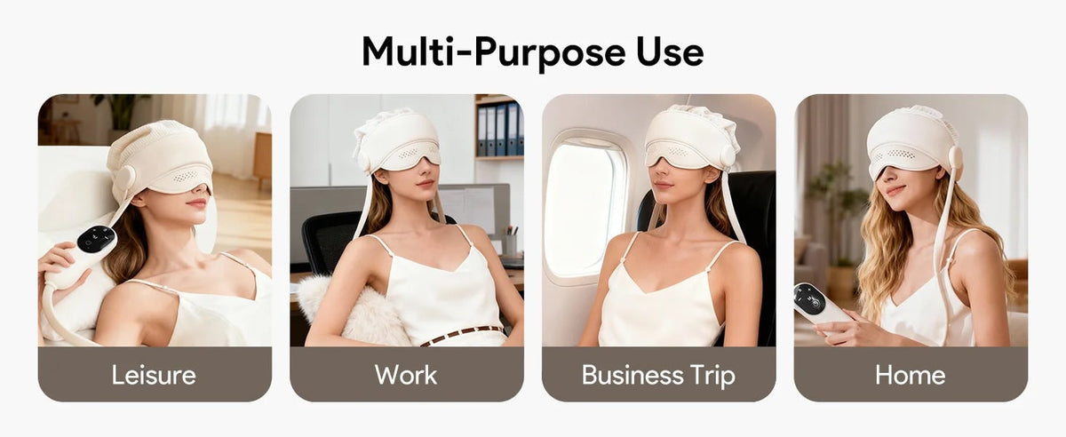 Electric Head and Scalp Massager Air Compression Eye Visor and Heat Spa