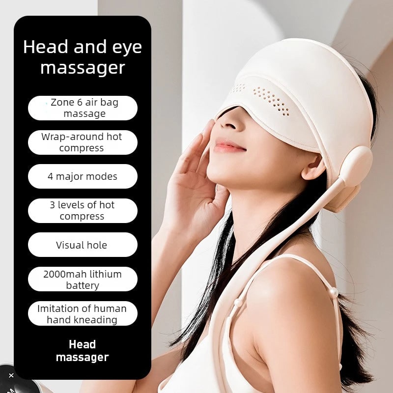 Electric Head and Scalp Massager Air Compression Eye Visor and Heat Spa