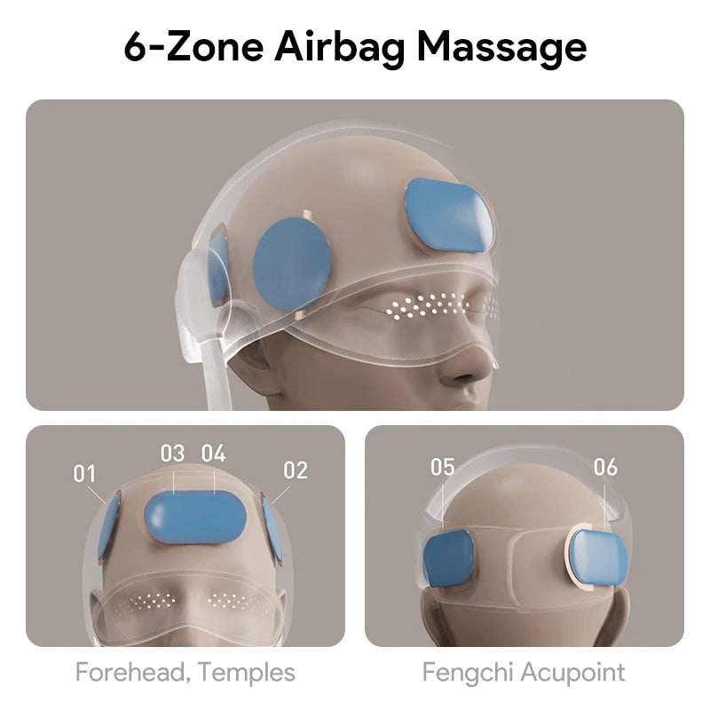 Electric Head and Scalp Massager Air Compression Eye Visor and Heat Spa