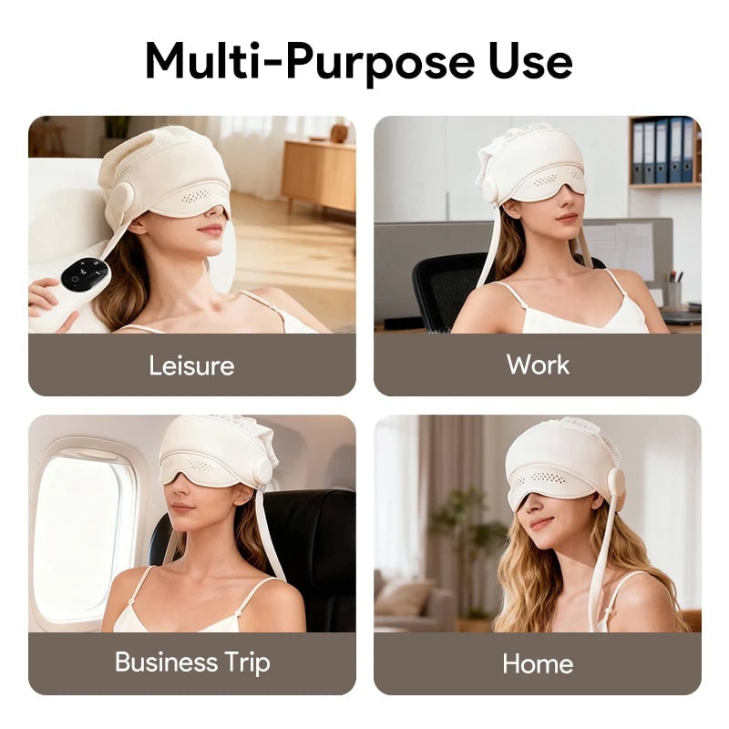 Electric Head and Scalp Massager Air Compression Eye Visor and Heat Spa