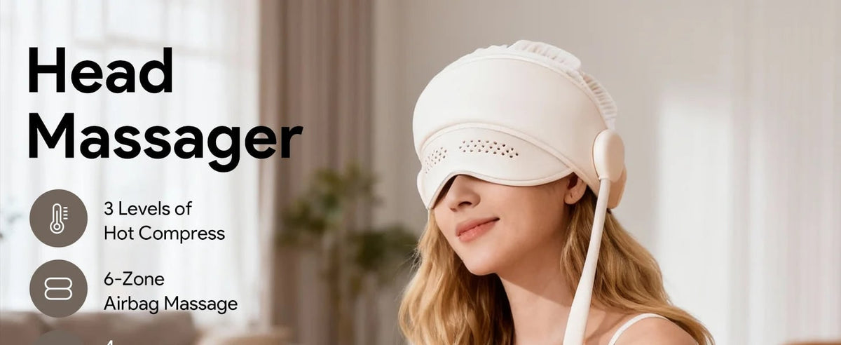 Electric Head and Scalp Massager Air Compression Eye Visor and Heat Spa